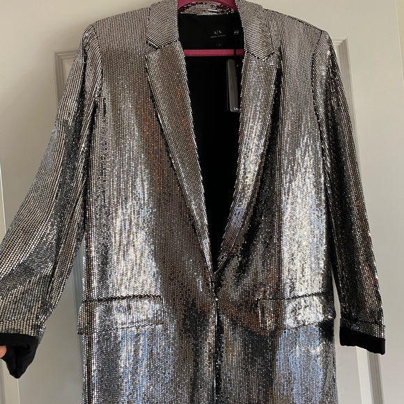 Armani Exchange Jackets & Blazers - A/X Armani metallic blazer snap closure size 8